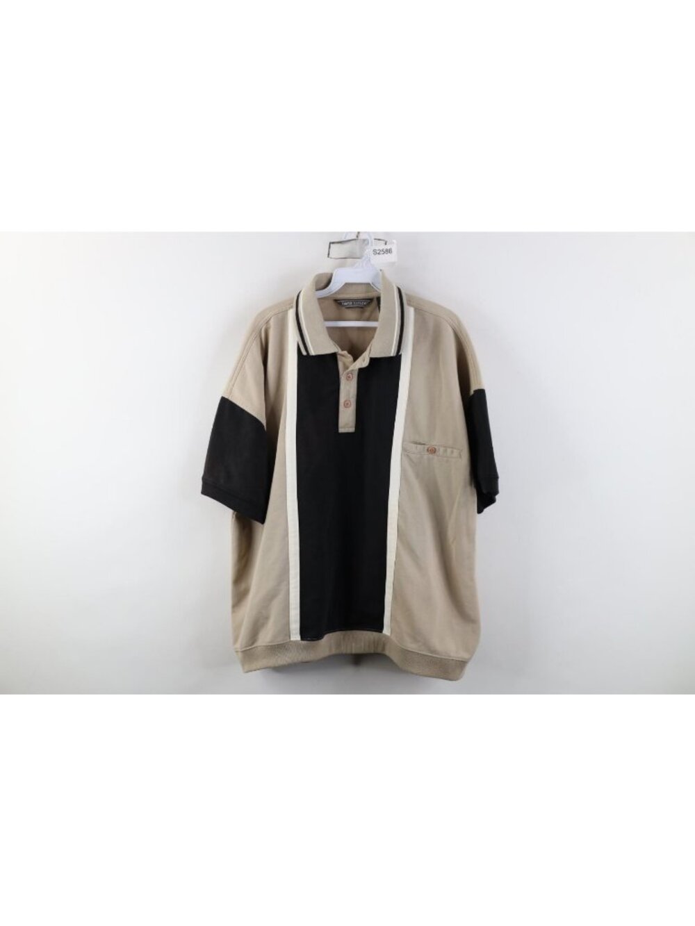 Vintage 90s Streetwear Mens 2XL Distressed Color Block Pullover Golf Polo Shirt